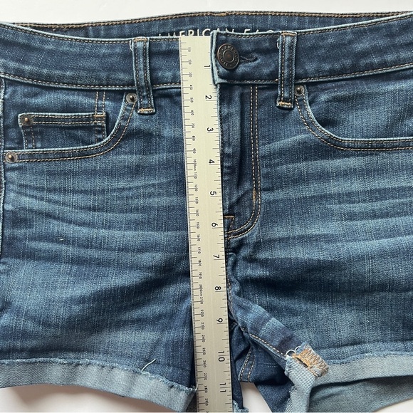 American Eagle Ne(x)t Level Stretch Hi Rise Shortie Denim Jean Shorts AE  Sz 4 - Picture 10 of 11